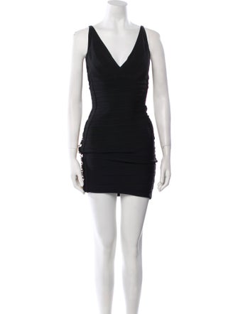 Herve Leger V-Neck Mini Dress