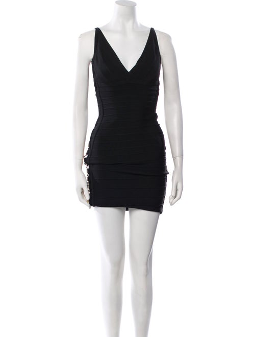 Herve Leger V-Neck Mini Dress