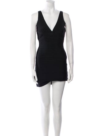 Herve Leger V-Neck Mini Dress