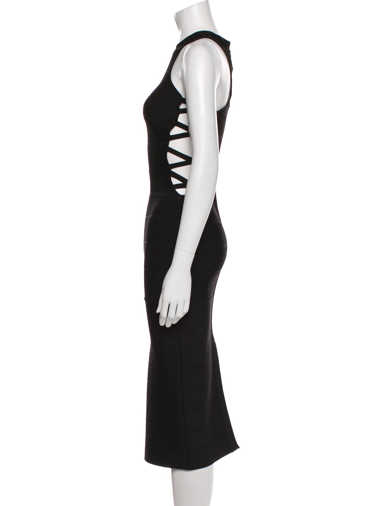 Herve Leger Crew Neck Midi Length Dress