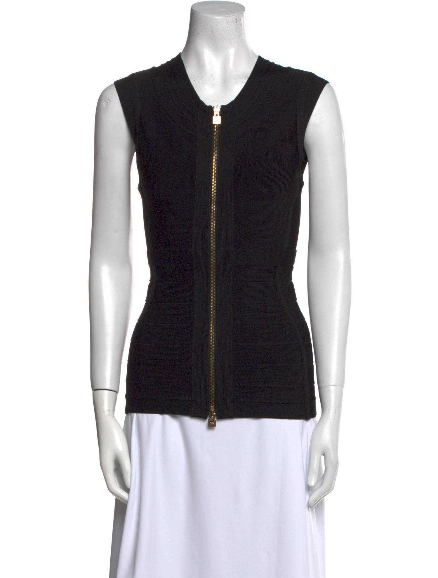 Herve Leger V-Neck Sleeveless Top