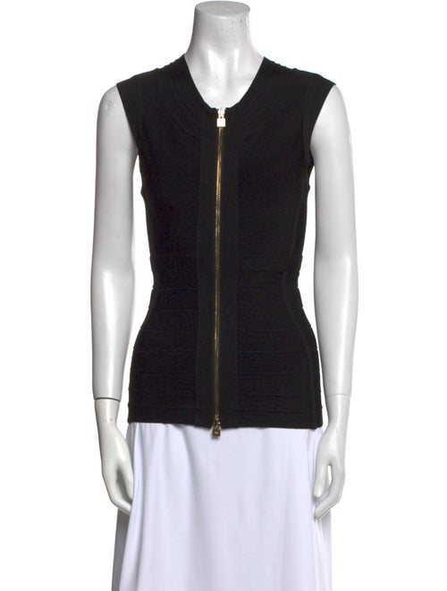 Herve Leger V-Neck Sleeveless Top