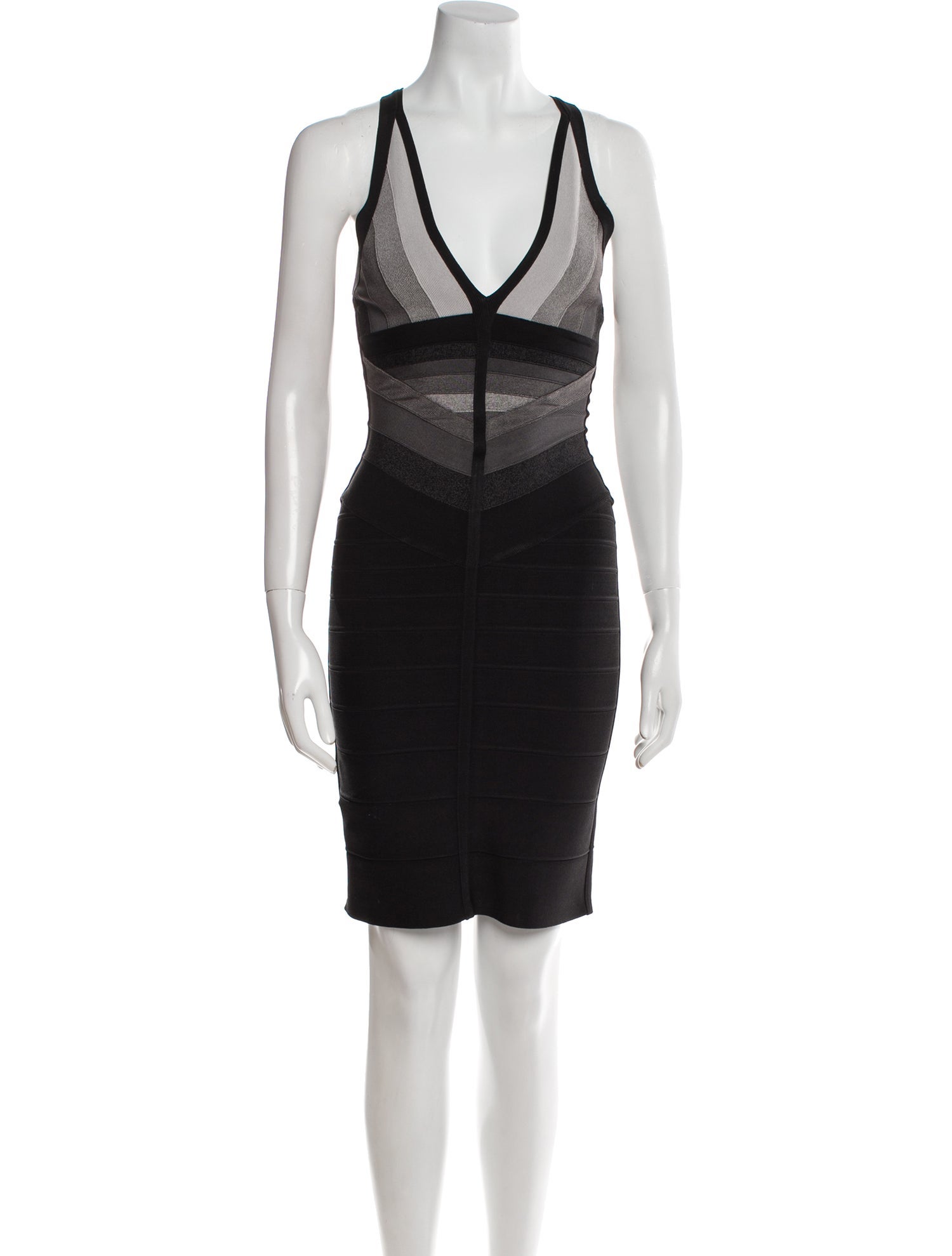 Herve Leger V-Neck Mini Dress