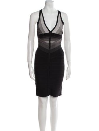 Herve Leger V-Neck Mini Dress