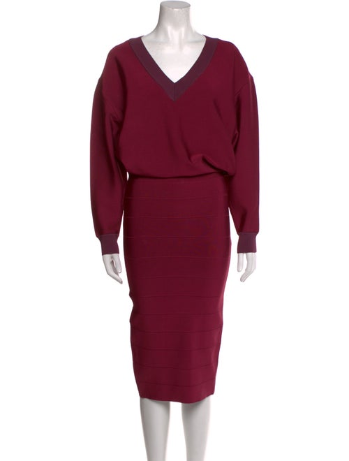 Herve Leger V-Neck Long Dress