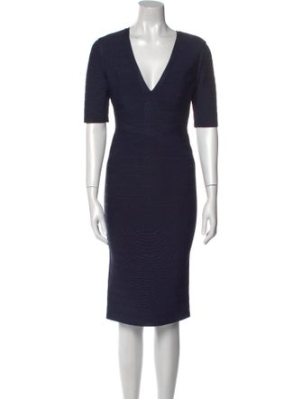 Herve Leger V-Neck Knee-Length Dress