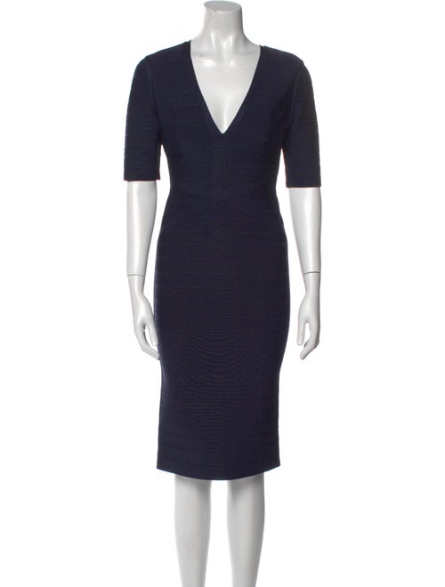 Herve Leger V-Neck Knee-Length Dress