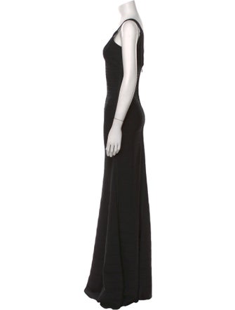 Herve Leger Scoop Neck Long Dress