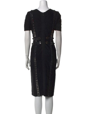 Herve Leger V-Neck Knee-Length Dress