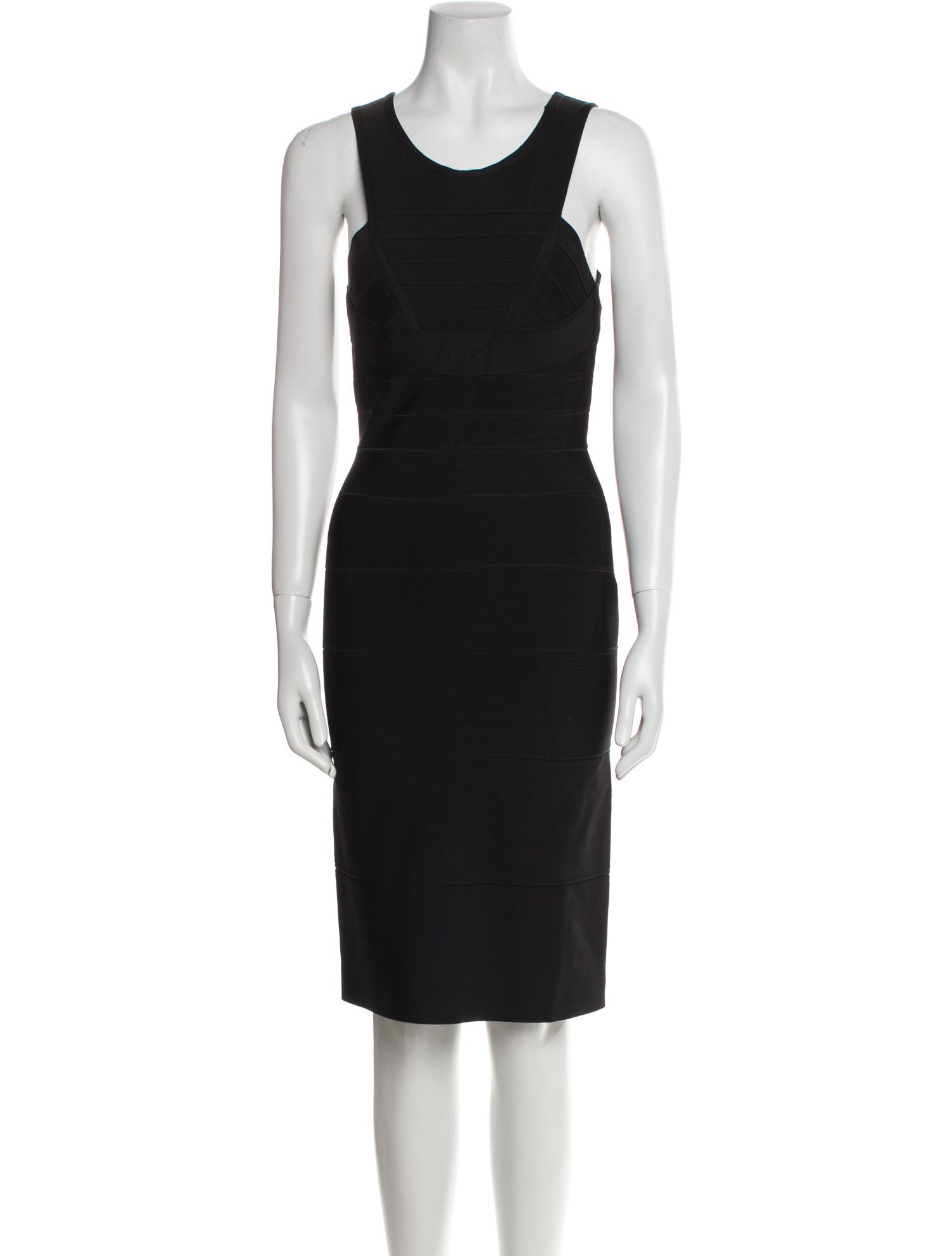 Herve Leger Scoop Neck Knee-Length Dress