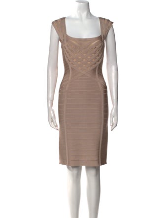 Herve Leger Square Neckline Knee-Length Dress