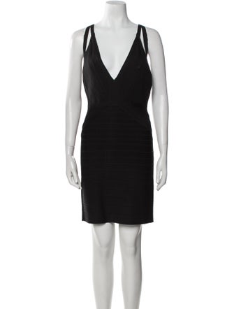 Herve Leger V-Neck Mini Dress