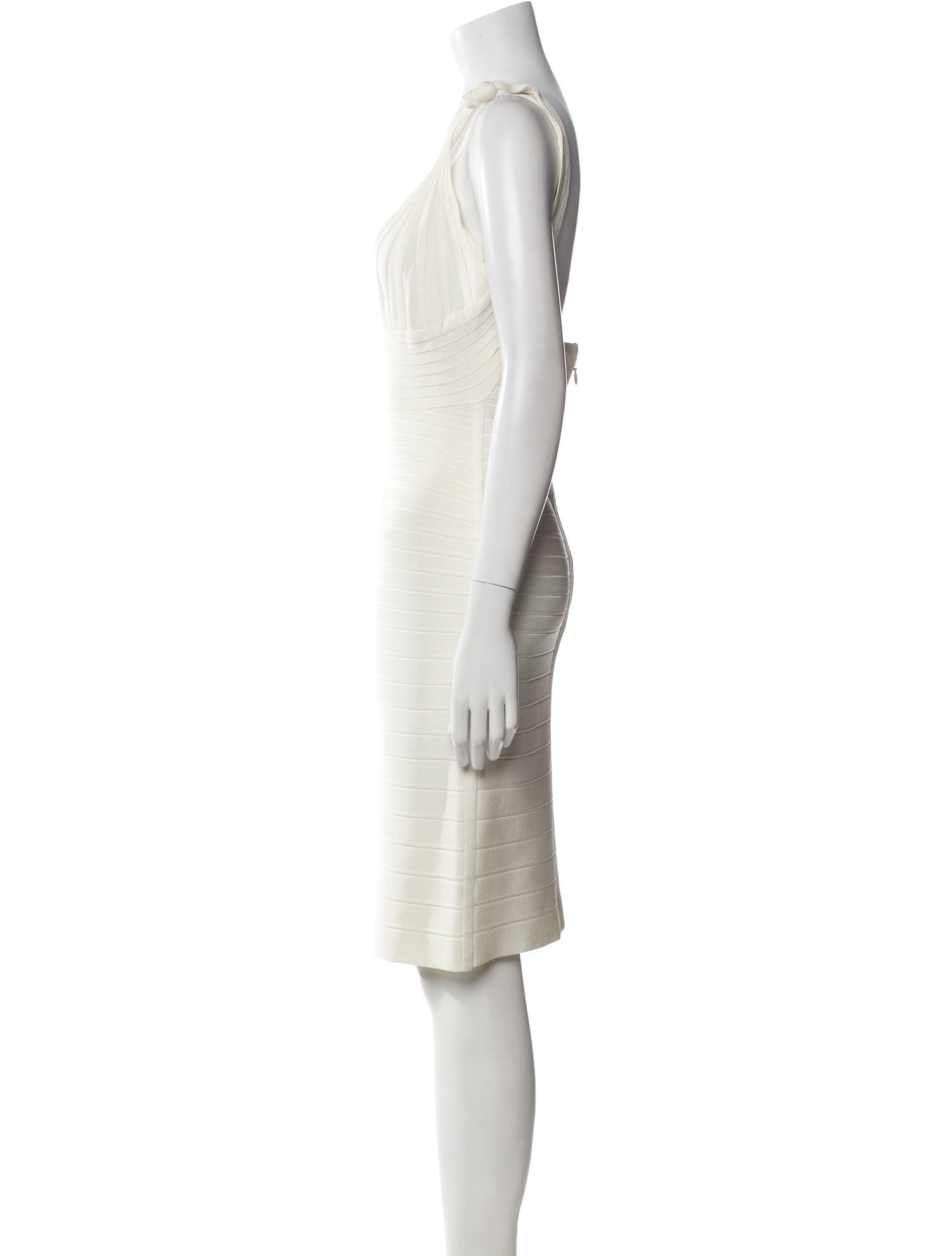 Herve Leger V-Neck Knee-Length Dress