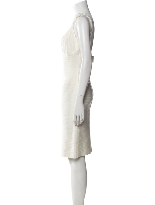 Herve Leger V-Neck Knee-Length Dress