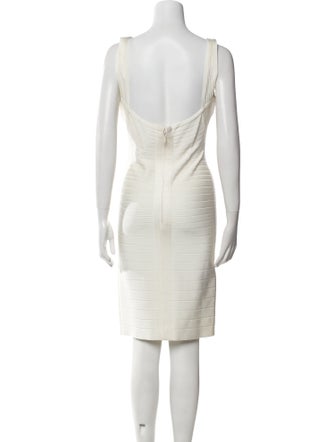 Herve Leger V-Neck Knee-Length Dress