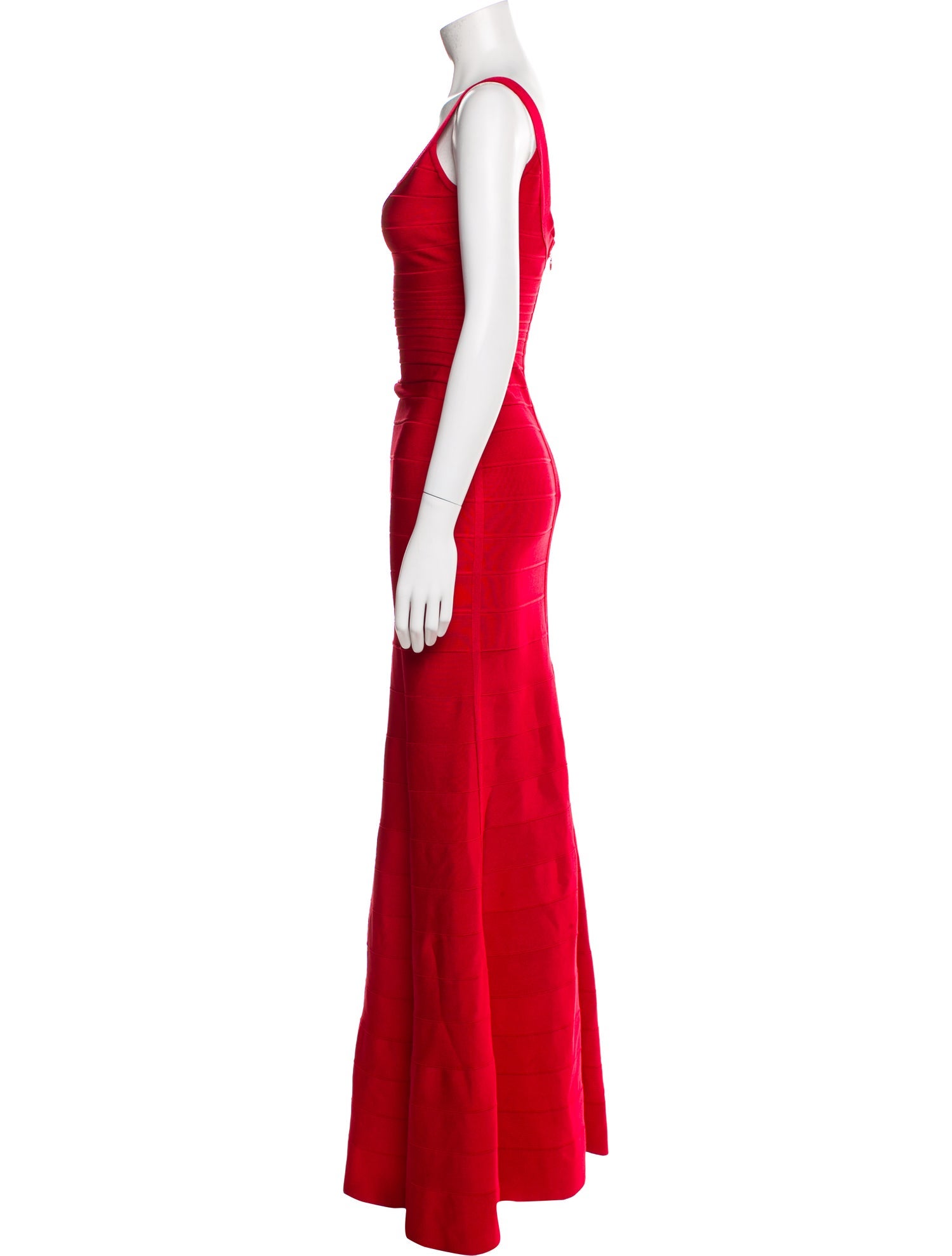 Herve Leger Scoop Neck Long Dress