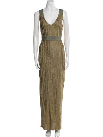 Herve Leger V-Neck Long Dress