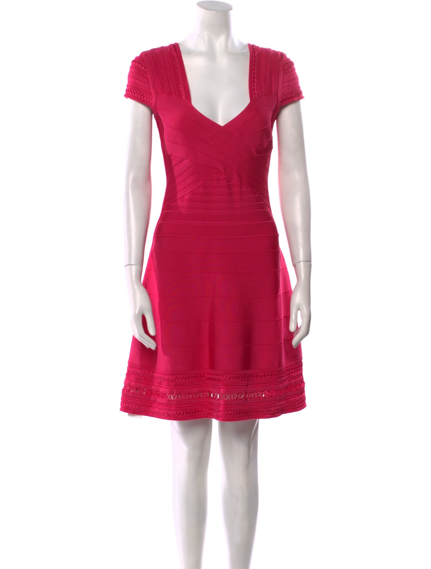 Herve Leger V-Neck Mini Dress