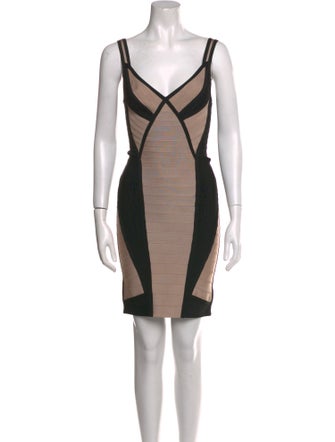 Herve Leger Colorblock Pattern Mini Dress