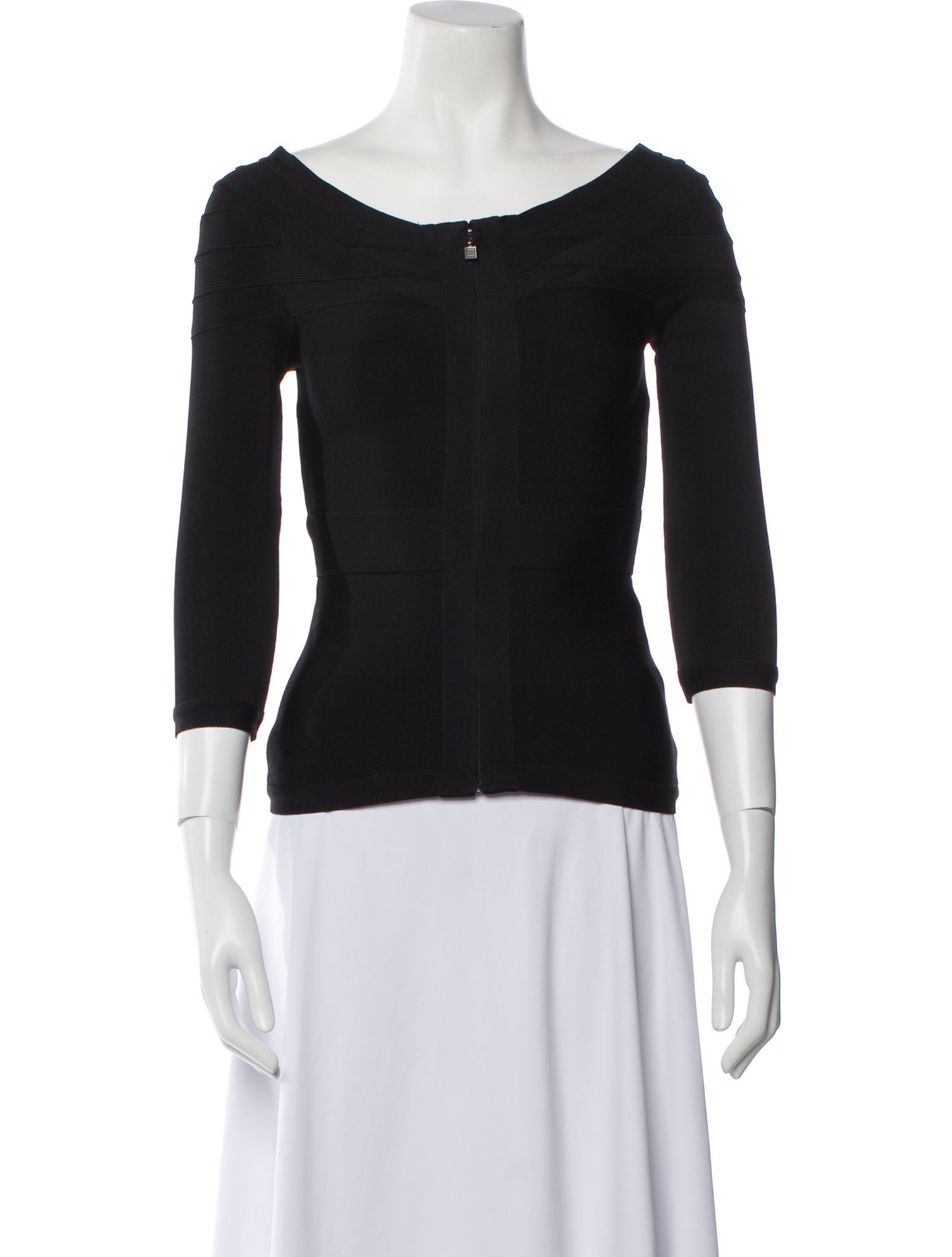 Herve Leger Bateau Neckline Three-Quarter Sleeve Top w/ Tags