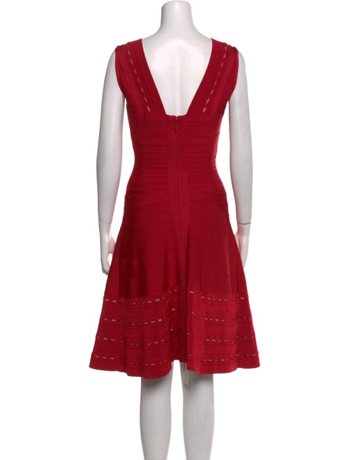 Herve Leger V-Neck Knee-Length Dress
