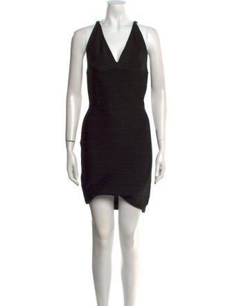 Herve Leger V-Neck Mini Dress
