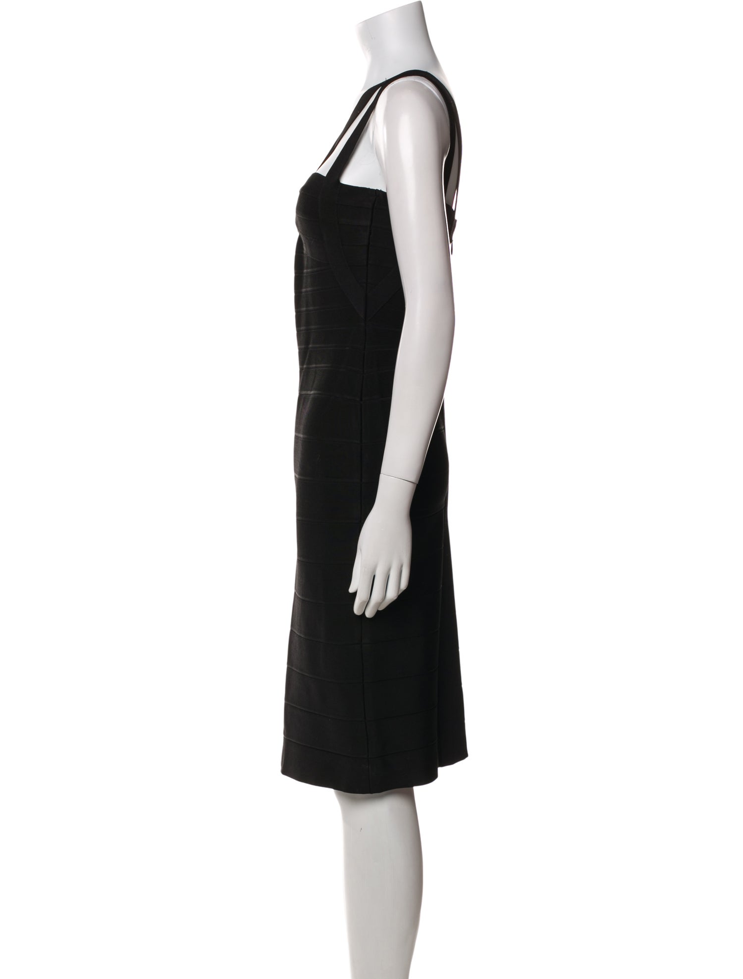 Herve Leger V-Neck Knee-Length Dress