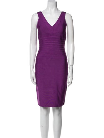 Herve Leger V-Neck Mini Dress