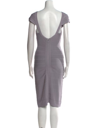 Herve Leger V-Neck Knee-Length Dress