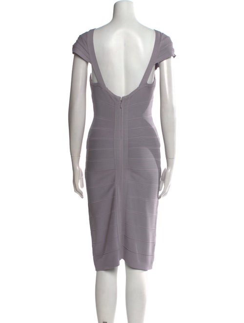 Herve Leger V-Neck Knee-Length Dress