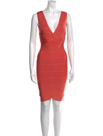 Herve Leger V-Neck Mini Dress