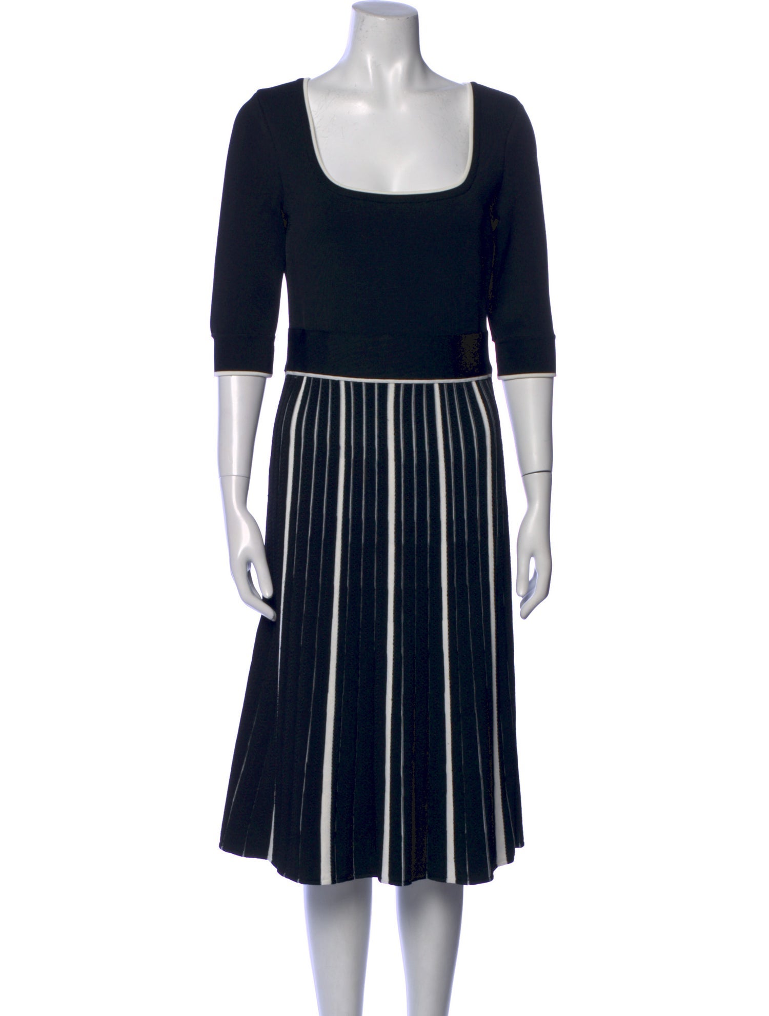 Herve Leger Striped Midi Length Dress