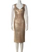 Herve Leger V-Neck Knee-Length Dress