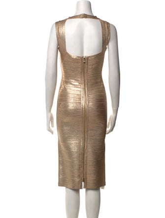 Herve Leger V-Neck Knee-Length Dress