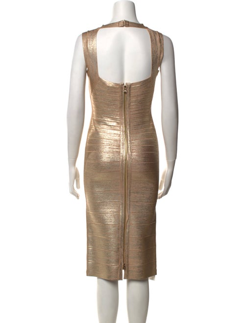 Herve Leger V-Neck Knee-Length Dress