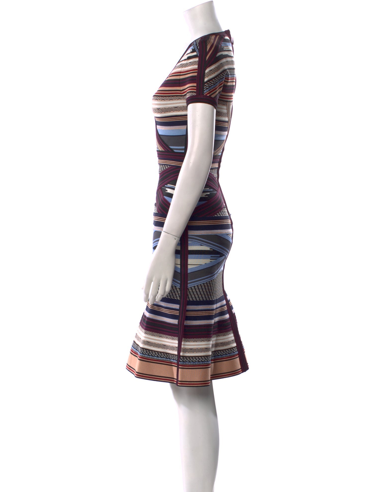 Herve Leger Striped Knee-Length Dress