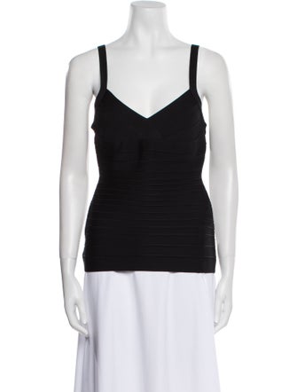 Herve Leger V-Neck Sleeveless Top