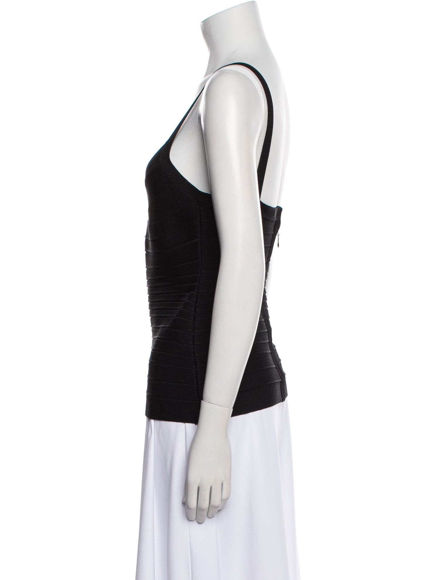 Herve Leger V-Neck Sleeveless Top