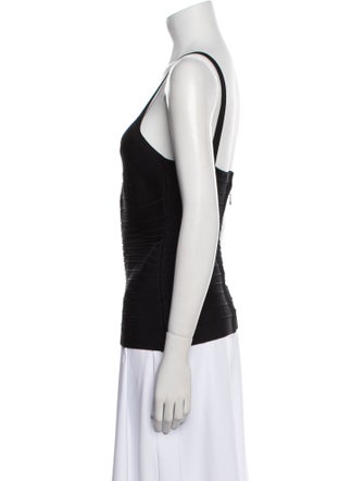Herve Leger V-Neck Sleeveless Top