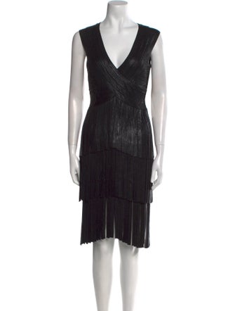 Herve Leger V-Neck Mini Dress