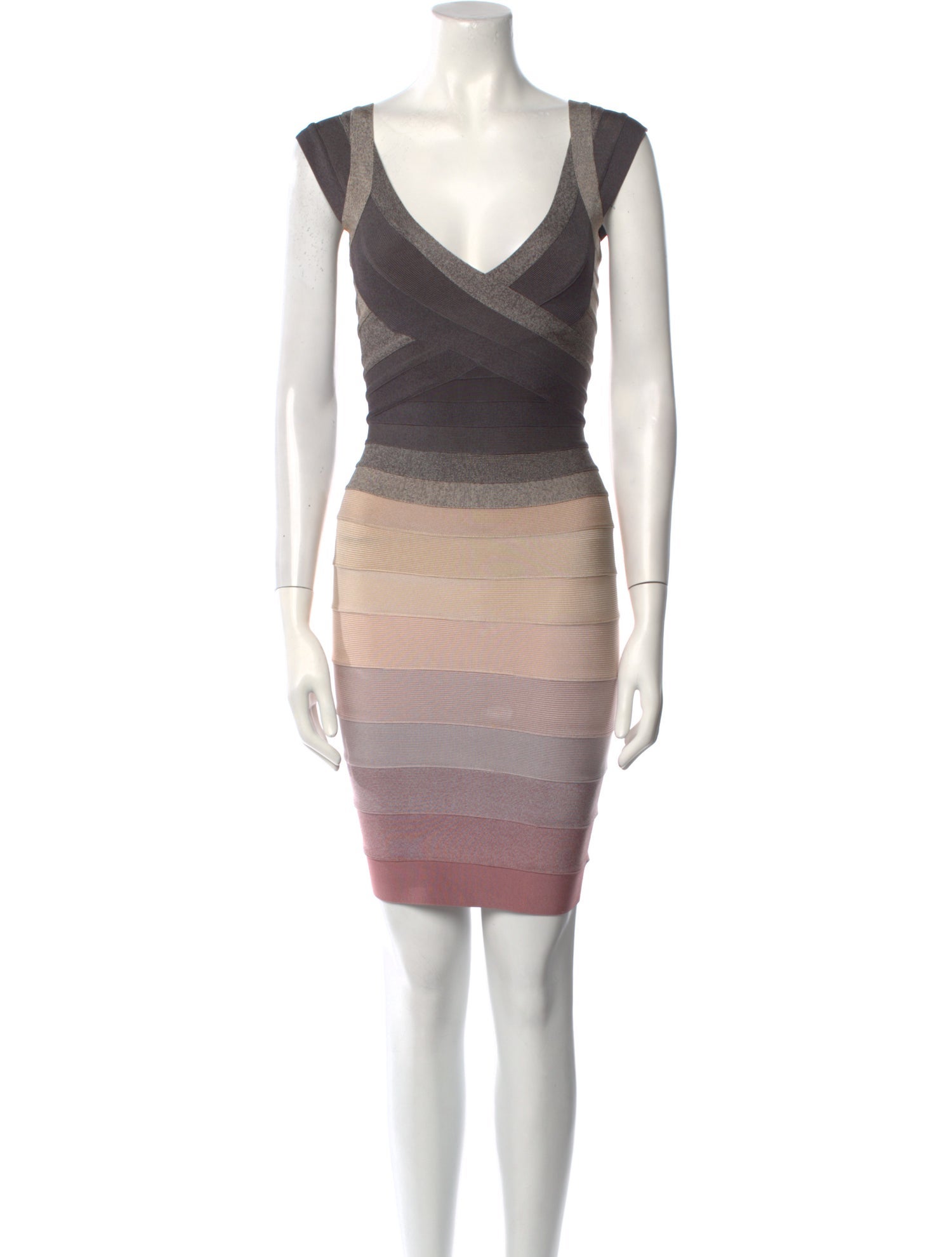 Herve Leger Striped Mini Dress