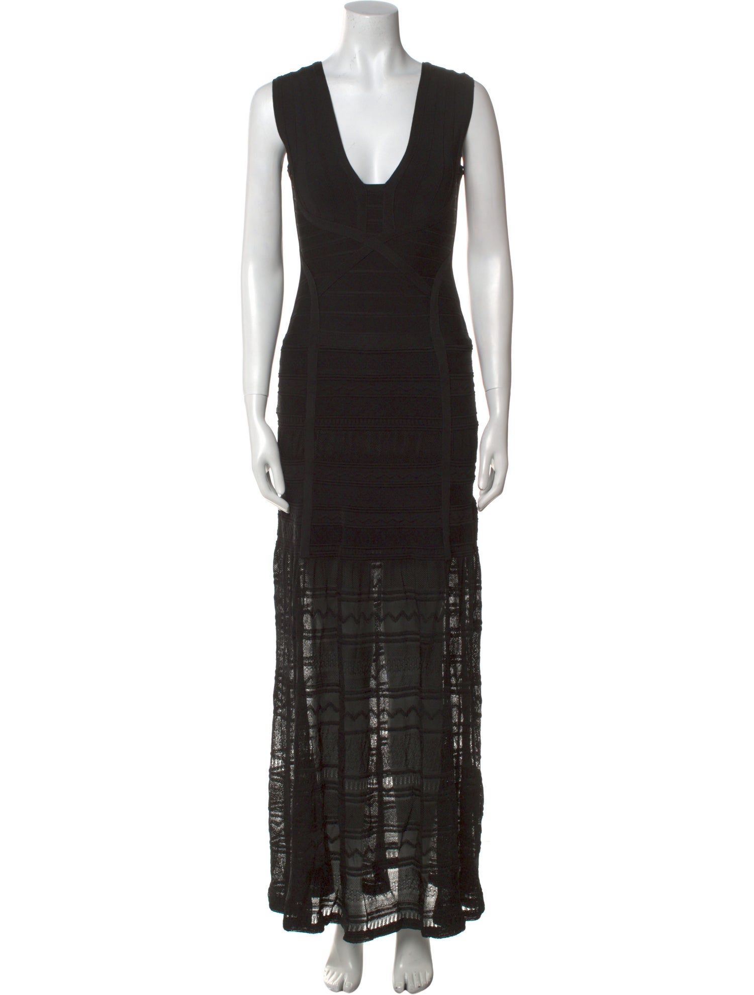 Herve Leger V-Neck Long Dress