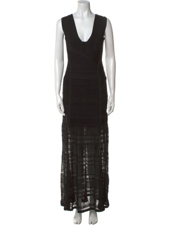 Herve Leger V-Neck Long Dress