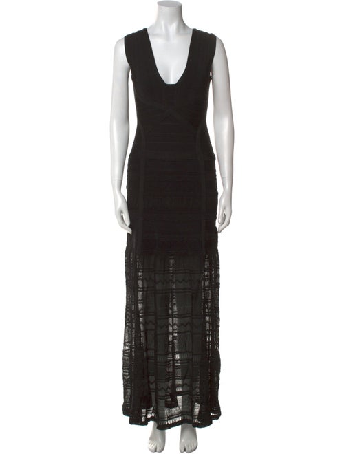 Herve Leger V-Neck Long Dress