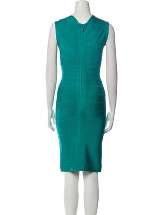 Herve Leger Scoop Neck Knee-Length Dress