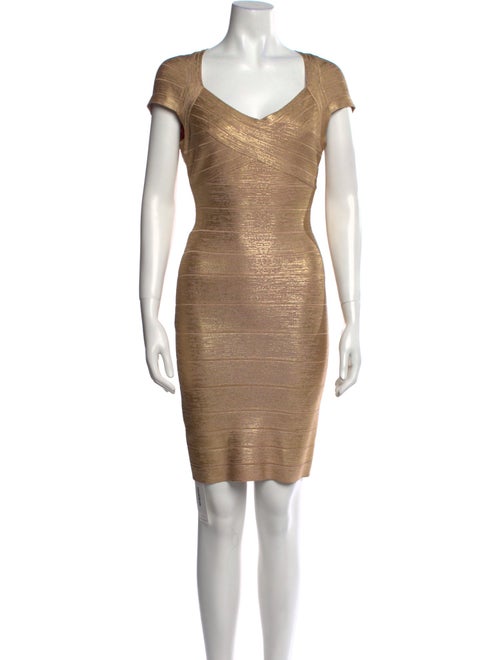 Herve Leger V-Neck Mini Dress