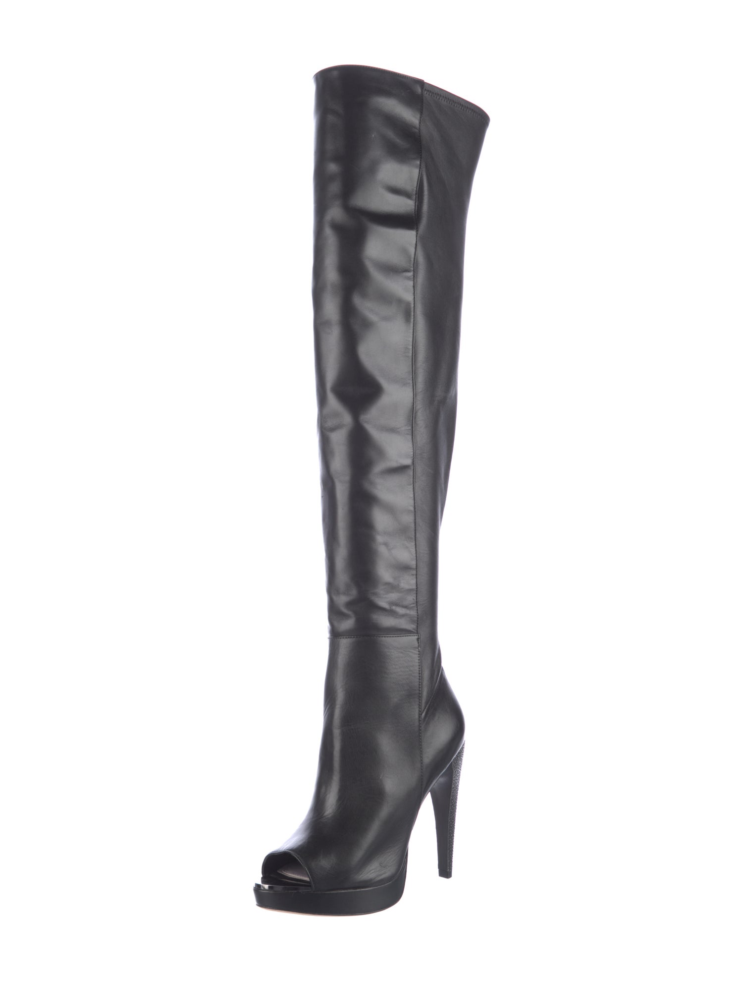 Herve Leger Leather Studded Accents Boots