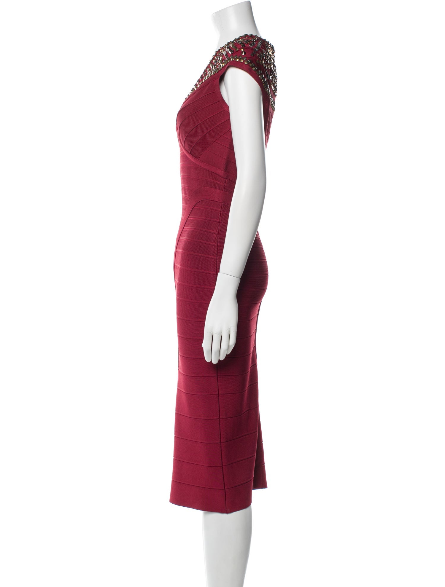 Herve Leger V-Neck Midi Length Dress