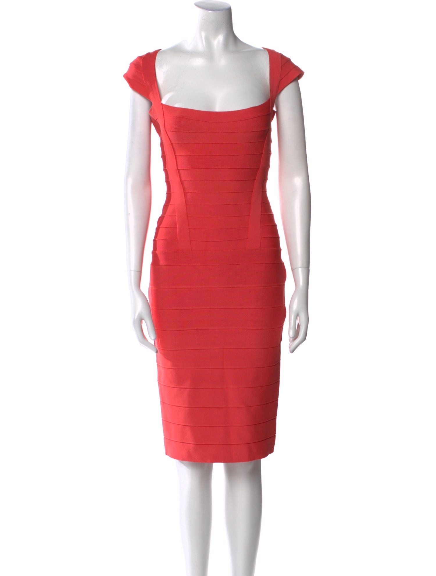 Herve Leger Square Neckline Knee-Length Dress