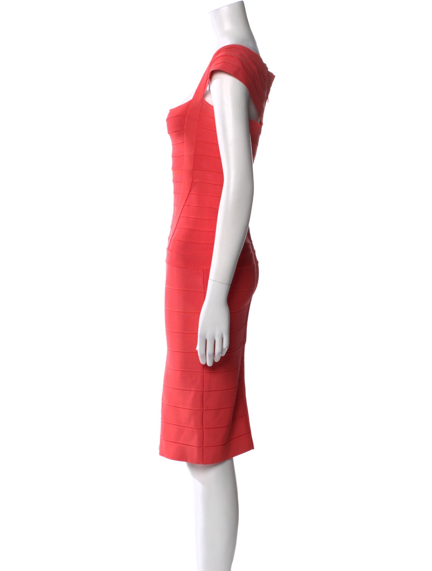 Herve Leger Square Neckline Knee-Length Dress